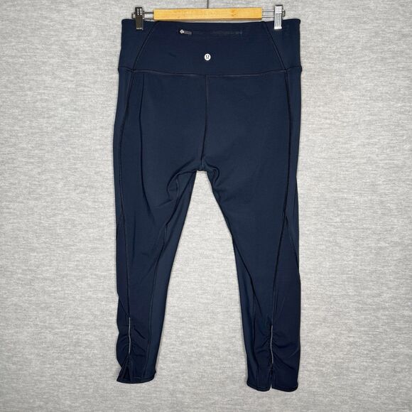 Lululemon On Your Mark Crop Women's Size 12 Leggings Midnight Navy Blue Cinched - Picture 2 of 8